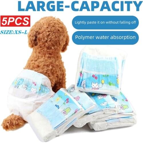 Dog Diapers Diaper Disposable Leakproof Nappies Puppy Super Absorption Wrap Diaper Multi-layer Structure Pets 5counts/pack CSV