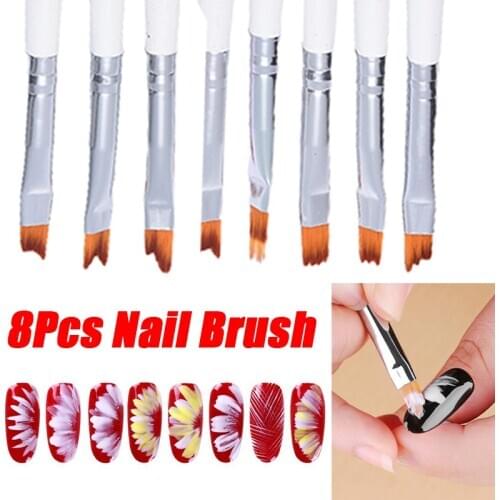 8Pcs Various Shapes Nail Art Brush Set Petal Pen Flower Pen DIY Painting