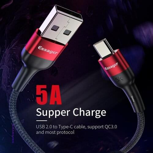 5A USB Type C Cable 1m 2m 3m Fast Charging Type-C Cables For Huawei P30 P20 Mate 20 Pro Phone Supercharge QC3.0 USBC TSLM1