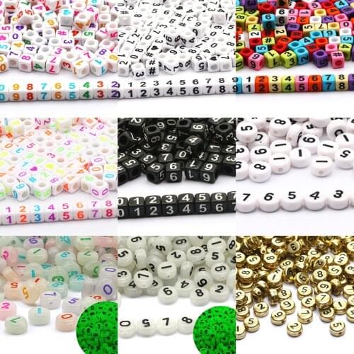 Arabic Numerals Letter Beads Square Round Acrylic Alphabet Spacer Accessories Oblate For DIY Bracelet Jewelry Making Supplies