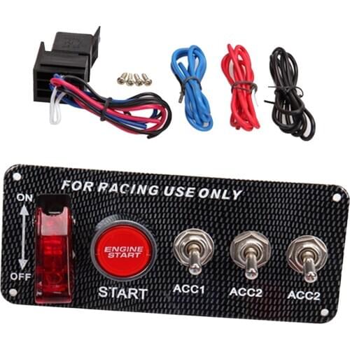 Car 12V Ignition LED On Off Switch Panel Engine Start Push Button Toggle