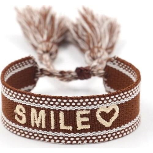 European and American Embroidered Letters Woven Tassel Bracelet Fashion Retro Wrist Band Bohemian Womens Ribbon Jewelry