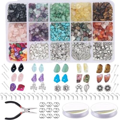 933Pcs Irregular Chips Stone Beads Natural Gemstone Beads Kit for DIY Jewelry Necklace Bracelet Earring Making Supplies
