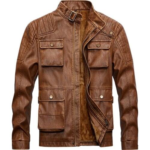 Exported to America Mens Leather Jacket New Fashion Motorcycle Leather Jacket Fleece Male Outerwear Zipper Leather Jackets Coat