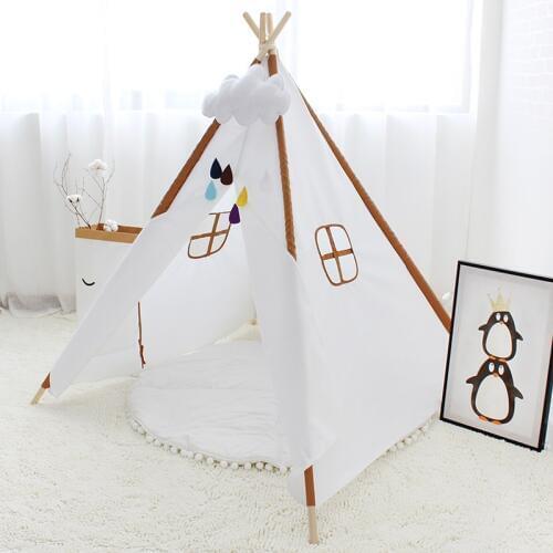 Four Poles Play Tent For Kids Oxford Cloth Solid Color Children Teepee Tipi For Baby Room Playhouse