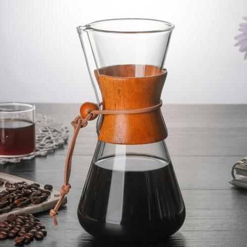 Classic Glass Coffee Pot V60 Dripper with Wooden Handle Pour Over Coffee Maker Espresso Coffe Drip Kettle Barista Tools