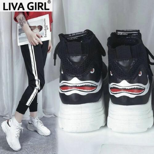 Korean version of the 2019 autumn new ins super fire socks shoes mesh breathable Harajuku thick bottom high to help vulcanized s