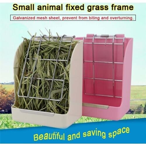 Rabbit Grass Feeder Spring Straw Frame Grass Basket Small Pet Guinea Pig Totoro Cage Accessories Fixed Food Container Bowl
