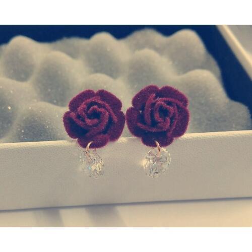 Small rose flower cubic zircon stud earring for women 2016 new designer korean jewelry