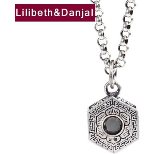 Frosted Nano Micro Engraving Design Mantra Necklace Pendant Real 925 Sterling Silver Vintage Fine Jewelry Women Men 2021 New P31