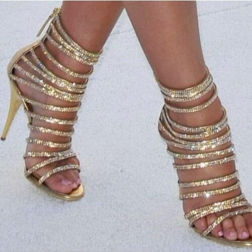 2020 Fashion Crystal shoes women Thick Heel High-Heeled Rome Shoes Sandals zapatos sapato feminino salto