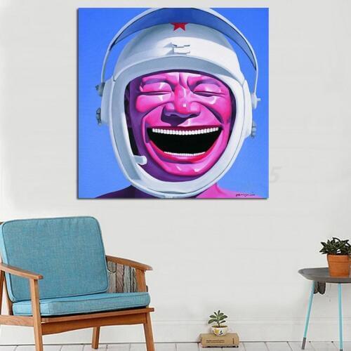MUTU Print And Posters Figure Canvas Wear ahelmet Funny yueminjun Wall Art Pictures For Living Room Home Decor Painting No Frame