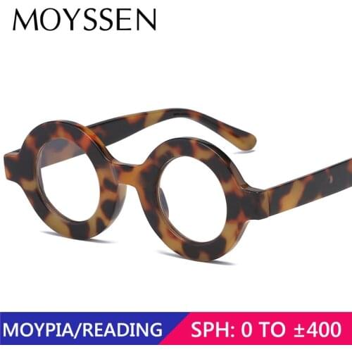 Men Brand Design Harry Vintage Thick Round Frame Optical Prescription Eyeglasses Women Retro Leopard Presbyopia Reading Glasses