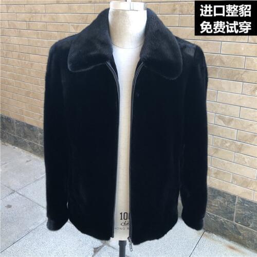 New real mink fur coat mens overall mens winter fur jacket mens hooded lapel special zipper outerwear