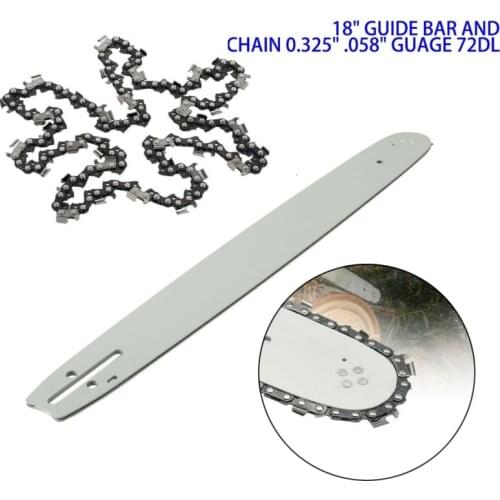 18 Inch Guide Bar 72 DL 0.325" LP 0.058 Guage Chainsaw Saw Chain Blade For 62CC 58CC 52CC Tarus Timbertech Saw Bracket Cutter