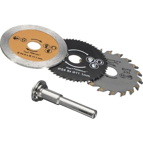 4pcs/3pcs Saw Blades 54.8mm/2.16inch +Mandrel Mini Circular Saw Cutting Blades High Speed Steel Electric Machine Rotary Tool Kit