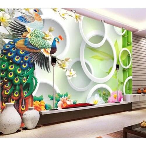 Custom wallpaper ultra-clear 3D stereo peacock living room TV background wall decoration painting papel de parede 3d фотообои