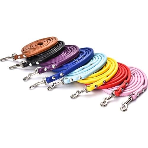 Pet Cat Puppy Dogs Leash Long Smooth PU Leather Leashes Solid Color Dog Walker Dog Girl Boy Leashes Pink Blue Red Black Leads