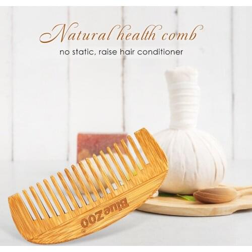 1Pc Natural Bamboo Wooden Portable Hair Comb Massage Scalp Anti-static Mens Beard Comb 12*5.2cm Women Hair Styling tool