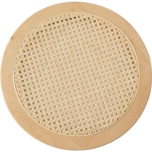 Rattan Handwoven Round High Wall Severing Tray Food Storage Platters Plate for Breakfast Drink Snack