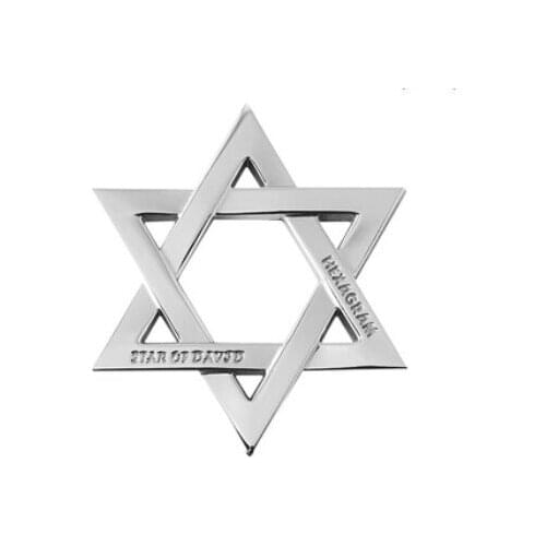 Silver Metal Star of David Jewish Hexagram Auto Emblem Badge Motorcycle Decals Stickers Car Accessories