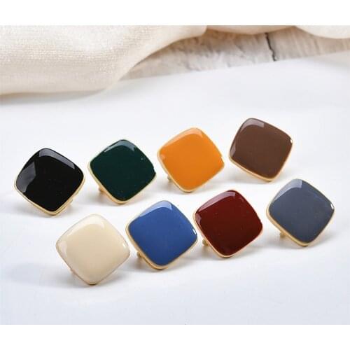 30pcs/lot Morandi color retro square with hanging simple earrings DIY handmade jewelry earring accessories material Stud earring