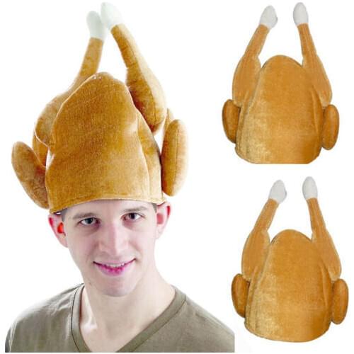 2020 New Hot Fashion Turkey Thanksgiving Hat Novelty Cooked Chicken Bird Secret Santa Fancy Dress