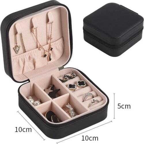 Jewelry Storage Box Leather Organizer Display Portable Travel Jewelry Case Earring Watch Ring Necklace Zipper Case Joyeros 2021