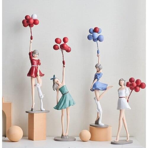 Banksy Sculpture Flying Balloon Girl Figurine Ornament Stasue Resin Craft Home Decoration Christmas Luxurious Living Room Decor