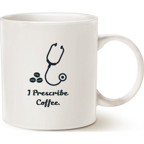 Funny Doctor Coffee Mug Christmas Gifts - I Prescribe Coffee - Best Dr Gifts Ceramic Cup White, 11Oz