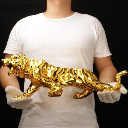 Modern Abstract Gold Panther Sculpture Geometric Resin Tiger Leopard Statue Wildlife Home Decor Gift Craft Ornament Accessories