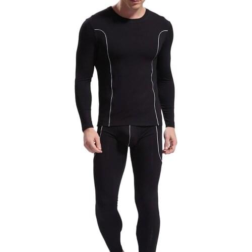 Long Johns Fashion Underwear Men Stripe Pattern Long Sleeve Thermal Underwear Slim Top Pants Set Mens Underwears men clothing
