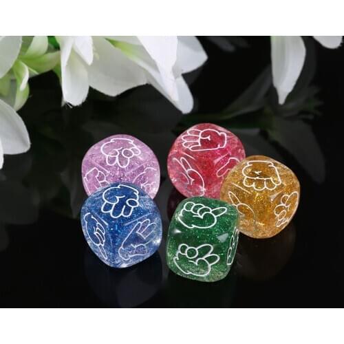 2021 New 5pcs/set Finger Guessing Game Dice Toys Rock Paper Scissors Stone Family Party Drinking Decider Games 6-Side 20mm Toy