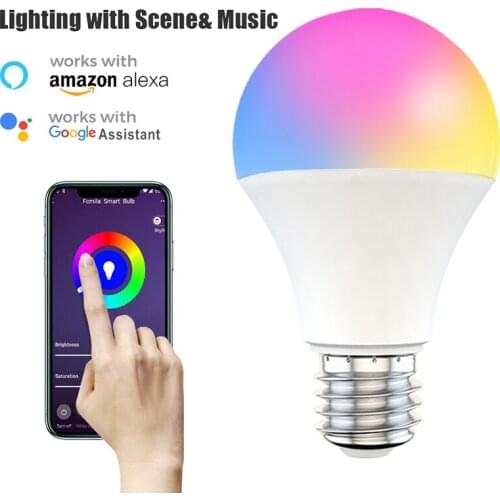 15W E27 B22 Smart Bulb RGB+CCT Dimmable Light 110V 220V Wifi Cloud Intelligence APP Remote Control Work with Alexa Google Home