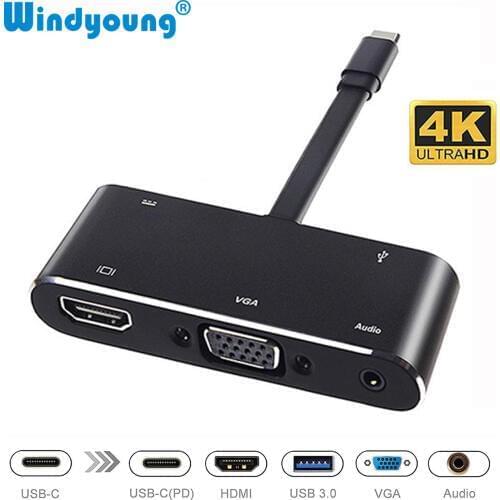 USB Type C HUB USB-C to HDMI 4K USB3.0 Audio VGA HUB Thunderbolt 3 Adapter for MacBook pro Samsung Note8 S8 S9 Dex Mode Nintendo