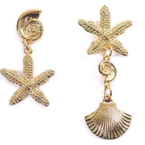 Gold Color Seastar Seashell Metal Za Earrings Women Ear Jewelry Statement Long Hanging Earring Female Korea Couple Dangle Earing