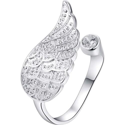 GY-AR274 Silver Plated Rings For Women Ladies Silver Color Fashion Jewelry Simple Wing Finger Ring Free Shipping Wholesale