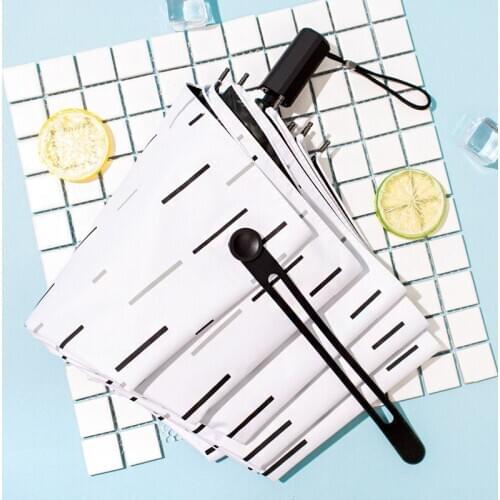 Striped Umbrella Womens Umbrella Folding Rain and Rain Dual-purpose Sunshade Vinyl Sunscreen Umbrella Fresh Sun Umbrella