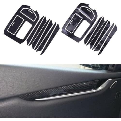 1 Set Door Panel Gear Shift Box Cover Trim Sticker PVC Carbon Fiber Black Style Fit for Maserati Ghibli 2014 2015 2016 2017