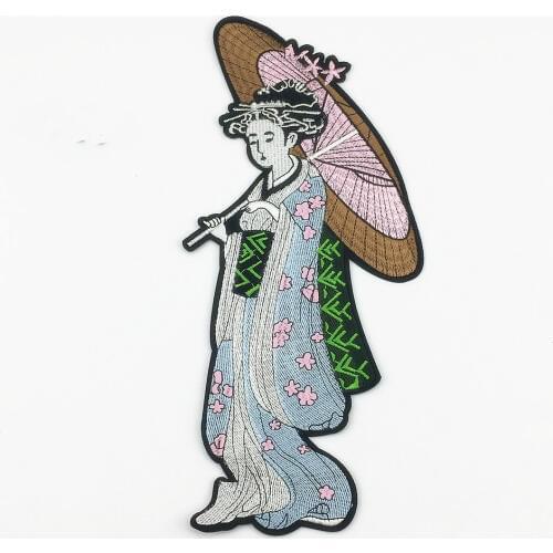 1pc New Character Japan Style Patch Large Size Embroidery Beautiful Woman Pattern Tactical Badge Iron on Clothing Backpack Decor