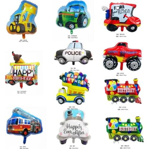 1pc car aluminum film balloon transportation tank car train children birthday toy party decoration aluminum foil balloons globos