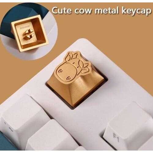 Cartoon personality cow cow theme metal keycap CNC alumina R4 original high mechanical keyboard cover calf keycap