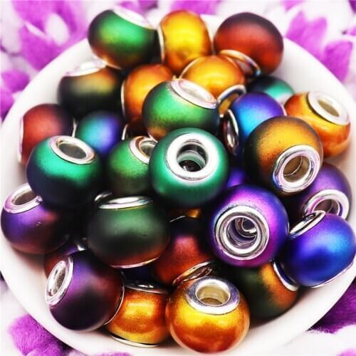 10Pcs 16mm Big Round Loose Large Hole European Beads Spacer Beads Charms fit Snake Chain Necklace Bracelet for Jewelry Making