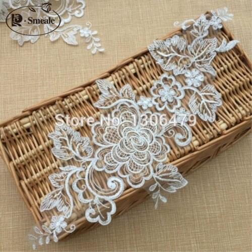 10PCS Wedding Dress Headdress Veil Wedding Shoes Lace Flower Applique Accessories Handmade DIY Patch RS414
