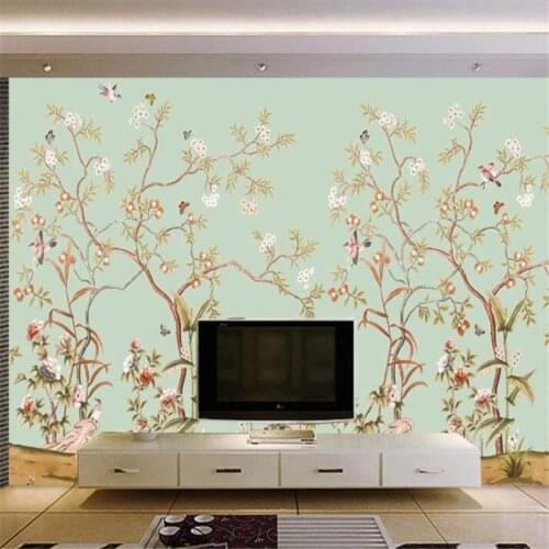 Custom wallpaper 3d murals hand-painted plum new Chinese mural painting plum flowers and bird decorative painting 3d wallpaper