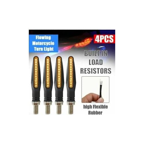 4PCS Motorcycle Turn Signals Light 12V LED Tail Flasher Flowing Water Blinker IP68 Bendable Motorcycle Flashing Lights