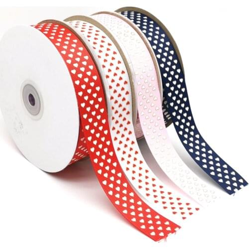 5 yard 25mm Love Heart Ribbon Wedding Decoration Printing Heart Grosgrain Ribbon Gift Wrapping Hair Bows DIY Christmas Ribbon