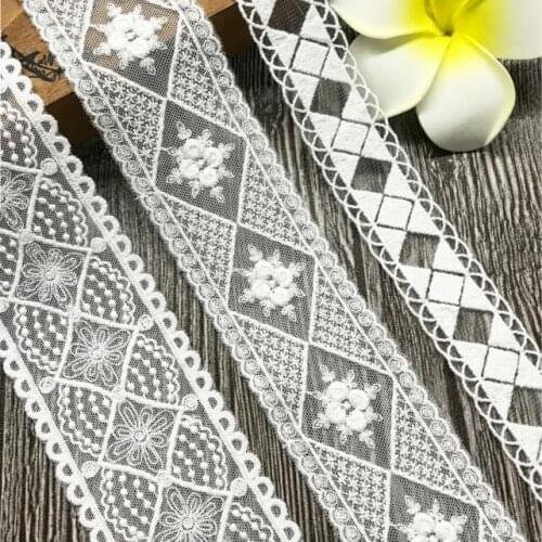 60yards Water-Soluble Cotton Lace Geometric Embroidered Net Lace Trim Fabric For Sewing Wedding Clothing DIY Garment Accessories