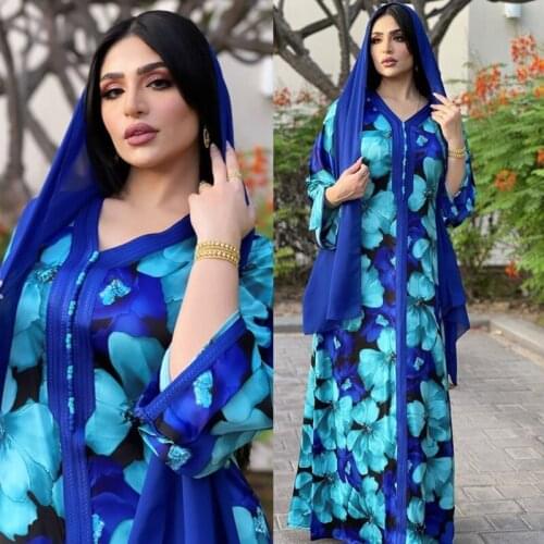 Abaya Dubai Turkey Muslim Hijab Dress 2021 Evening Gowns For Women Turkish Kaftan Long Sleeve Bohemian Dresses Floral Kimono