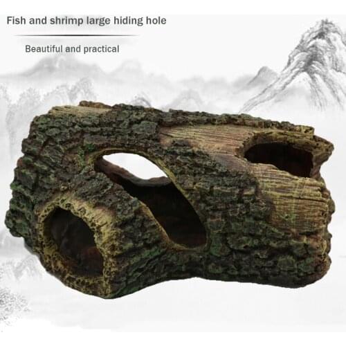Aquarium Resin Hollow Sinking Wood Fish Tank Landscaping Ornaments Fish Insects Avoiding Cave Box Simulation Dead Wood LargeBark